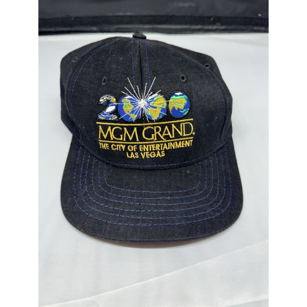 VTG MGM Grand Black Hat Adjustable Las Vegas Casino 90s Embroidered Logo